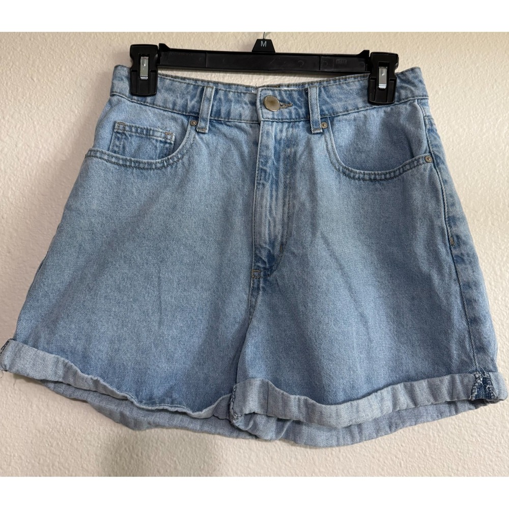 Cotton On‎ High-Rise Flashback Shorts Womens 4 Blue Denim Slim Fit Cuffed Retro